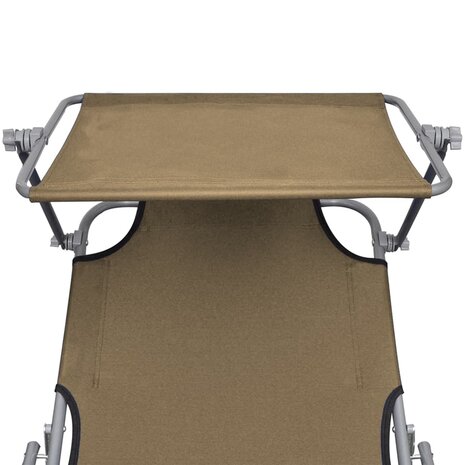 Ligbed inklapbaar met luifel aluminium taupe 6