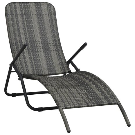 Ligbed inklapbaar poly rattan grijs 1