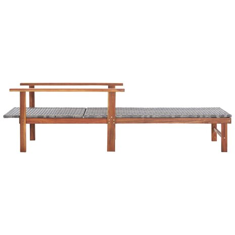 Ligbed poly rattan en massief acaciahout grijs 2
