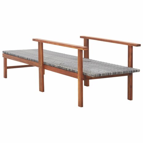 Ligbed poly rattan en massief acaciahout grijs 4