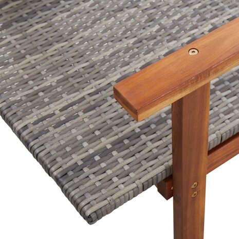 Ligbed poly rattan en massief acaciahout grijs 8
