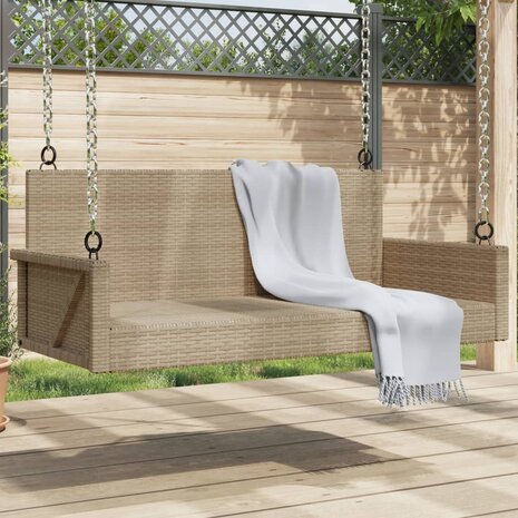 Schommelbank 119x56x48 cm poly rattan beige 1