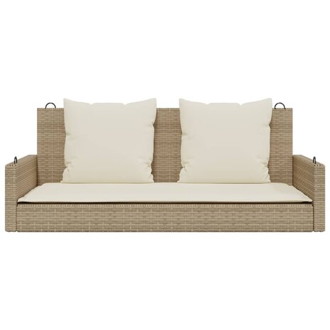 Schommelbank met kussens 119x56x48 cm poly rattan beige 4