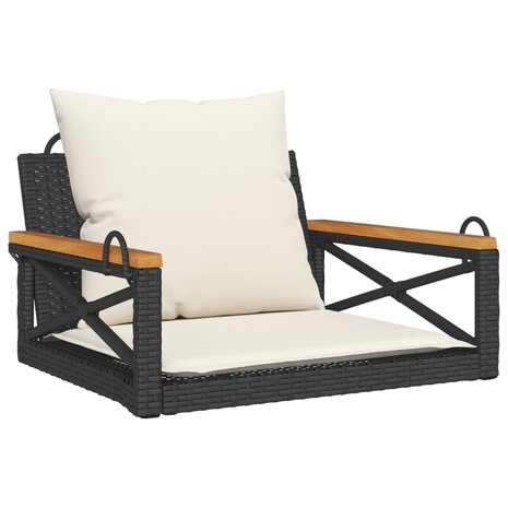 Schommelbank met kussens 63x62x40 cm poly rattan zwart 2