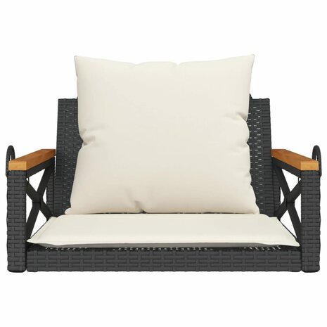 Schommelbank met kussens 63x62x40 cm poly rattan zwart 4