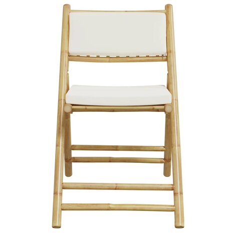Bistrostoelen 4 st inklapbaar met kussens bamboe crèmewit 4