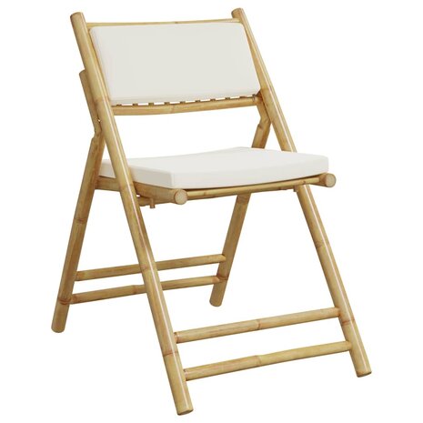 Bistrostoelen 6 st inklapbaar met kussens bamboe crèmewit 3
