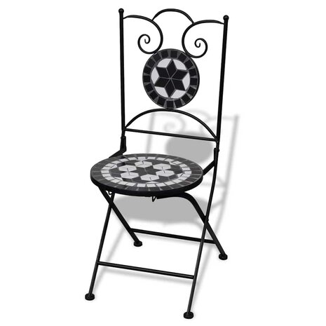 Bistrostoelen inklapbaar 2 st keramiek zwart en wit 2