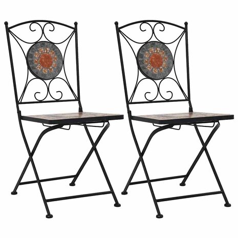Bistrostoelen mozaïek 2 st oranje en grijs 1