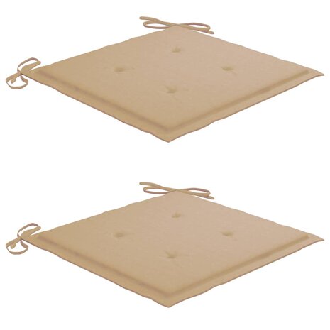 Schommelstoel met beige kussen massief teakhout 5