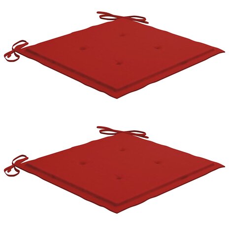Schommelstoel met rood kussen massief teakhout 4