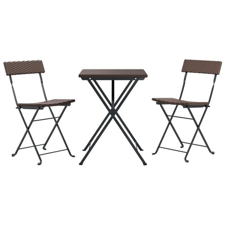 3-delige Bistroset inklapbaar poly rattan bruin 3