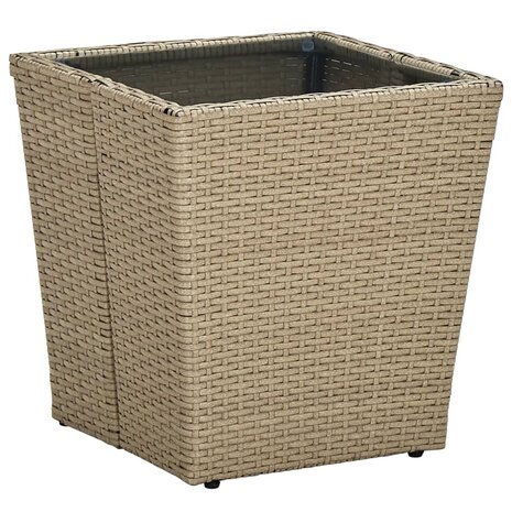 3-delige Bistroset met kussens poly rattan en glas beige 4
