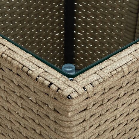 3-delige Bistroset met kussens poly rattan en glas beige 6