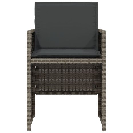 3-delige Bistroset met kussens poly rattan grijs 5