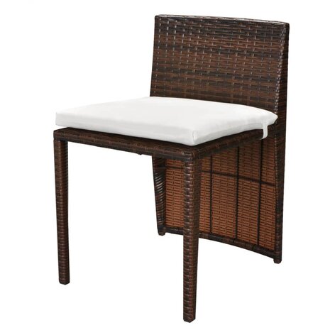 3-delige Bistroset met kussens poly rattan bruin 6