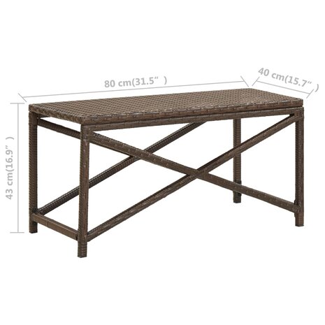 Tuinbank 80 cm poly rattan bruin 6
