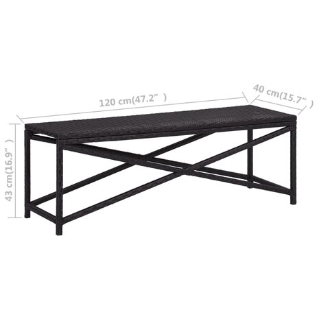 Tuinbank 120 cm poly rattan zwart 5