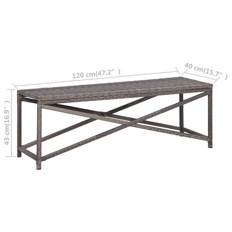 Tuinbank 120 cm poly rattan grijs 5