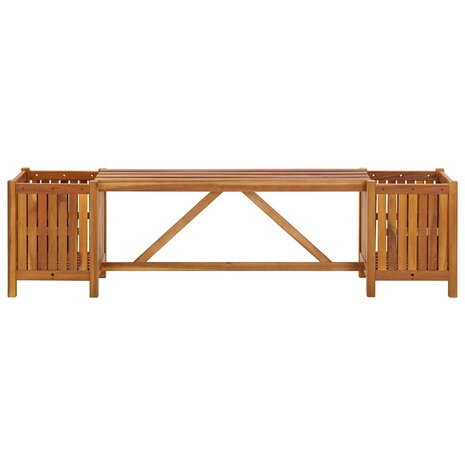 Tuinbank met 2 bloembakken 150x30x40 cm massief acaciahout 4