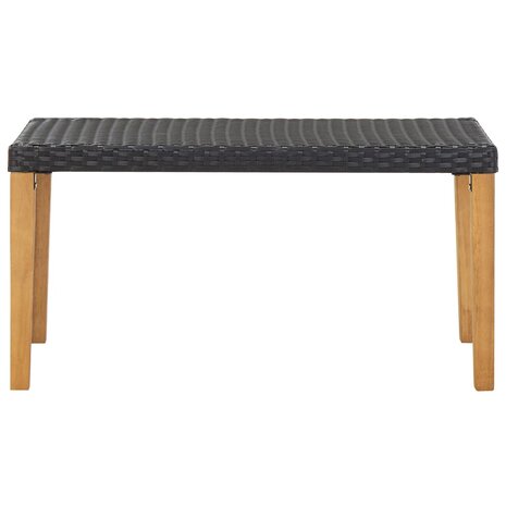 Tuinbank 120 cm poly rattan en massief acaciahout zwart 2