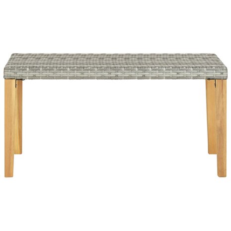 Tuinbank 120 cm poly rattan en massief acaciahout grijs 2