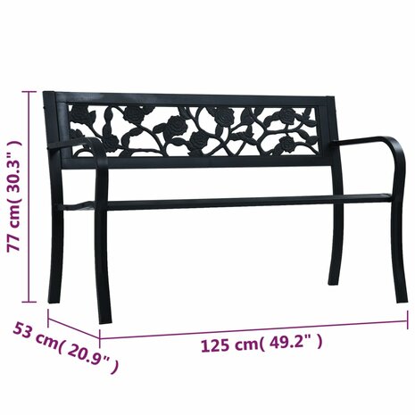 Tuinbank 125 cm staal zwart 7