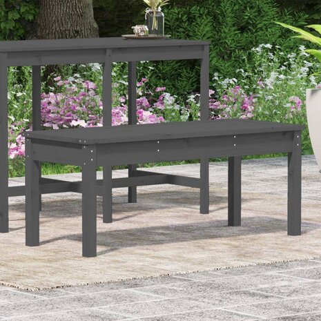 Tuinbank 109x44x45 cm massief grenenhout grijs 3