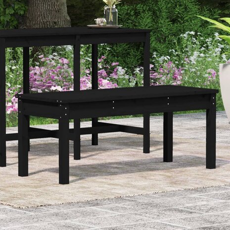 Tuinbank 109x44x45 cm massief grenenhout zwart 3