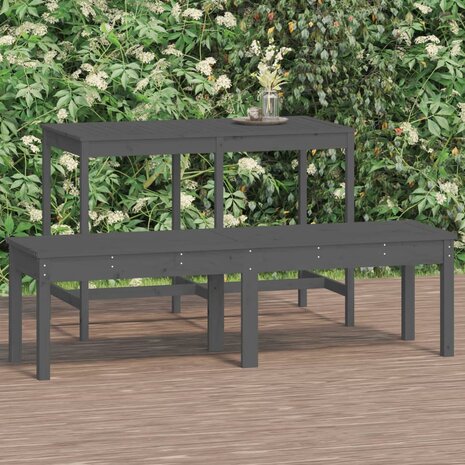 Tuinbank 2-zits 159,5x44x45 cm massief grenenhout grijs 1