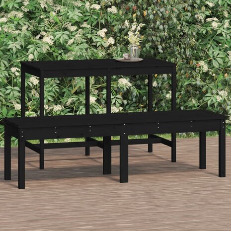 Tuinbank 2-zits 159,5x44x45 cm massief grenenhout zwart 1