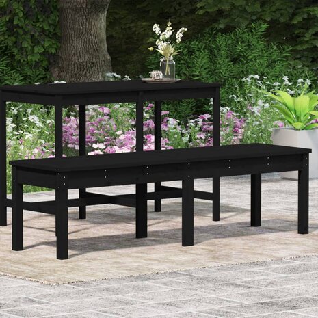 Tuinbank 2-zits 159,5x44x45 cm massief grenenhout zwart 3