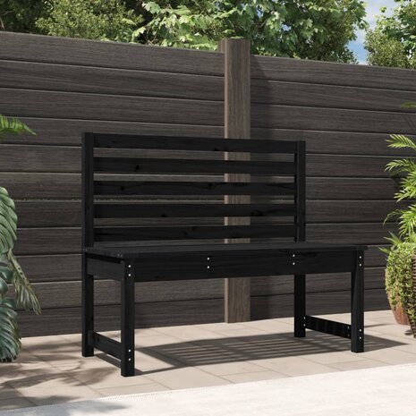 Tuinbank 109 cm massief grenenhout zwart 1