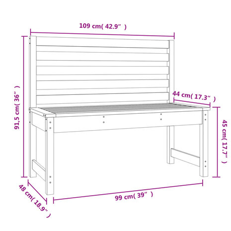 Tuinbank 109 cm massief grenenhout zwart 7