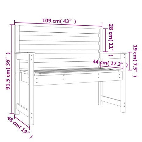 Tuinbank 109x48x91,5 cm massief grenenhout honingbruin 7