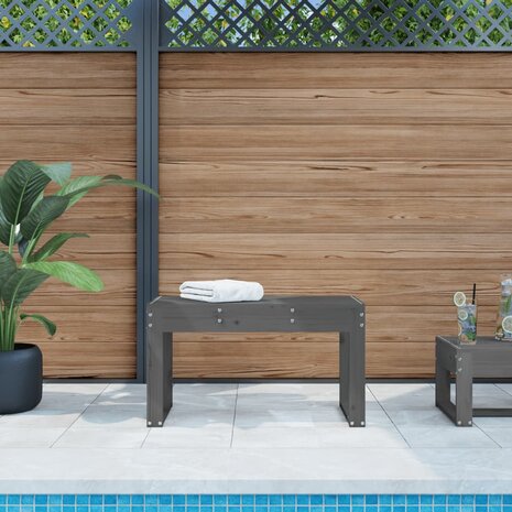 Tuinbank 80x38x45 cm massief grenenhout grijs 1
