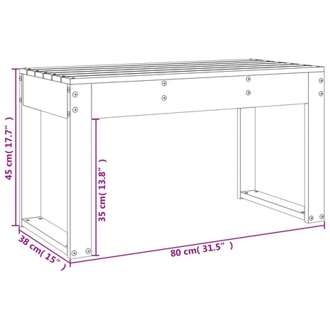 Tuinbank 80x38x45 cm massief grenenhout grijs 8
