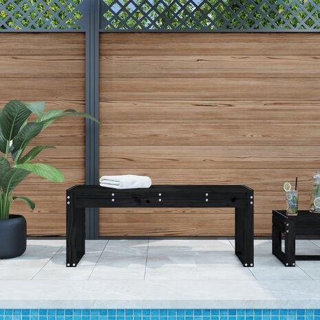 Tuinbank 110x38x45 cm massief grenenhout zwart 1
