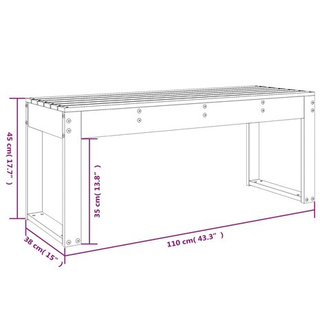 Tuinbank 110x38x45 cm massief grenenhout zwart 8