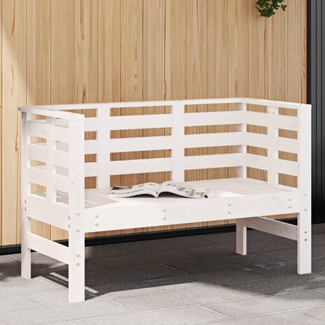 Tuinbankje 111,5x53x71 cm massief grenenhout wit 1