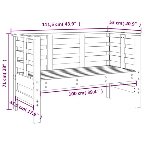 Tuinbankje 111,5x53x71 cm massief douglashout 9