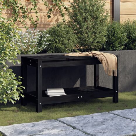Tuinbank 82,5x35x45 cm massief grenenhout zwart 1