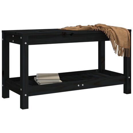 Tuinbank 82,5x35x45 cm massief grenenhout zwart 3