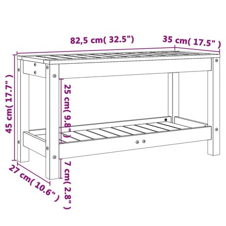 Tuinbank 82,5x35x45 cm massief grenenhout zwart 9