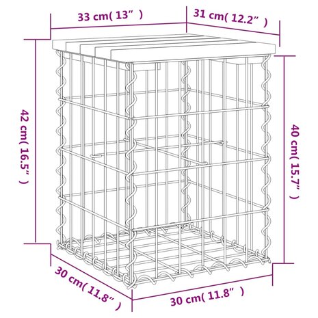 Tuinbank schanskorfontwerp 33x31x42 cm massief grenenhout 8