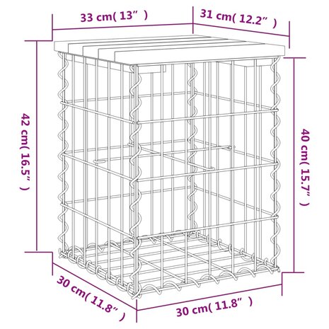 Tuinbank schanskorfontwerp 33x31x42 cm geïmpregneerd grenenhout 8