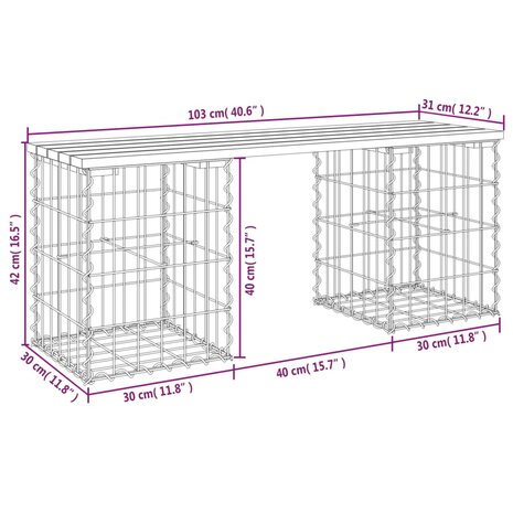 Tuinbank Schanskorfontwerp 103x31x42 cm massief grenenhout 8