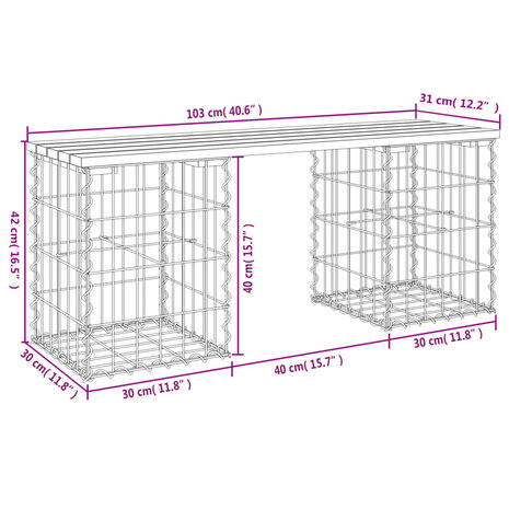 Tuinbank schanskorfontwerp 103x31x42 cm geïmpregneerd hout 8
