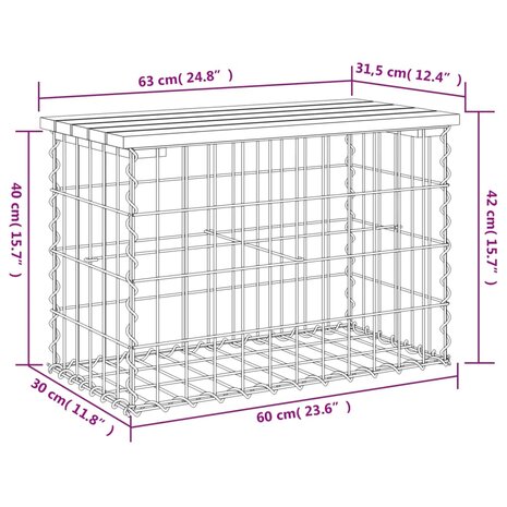 Tuinbank schanskorfontwerp 63x31,5x42 cm massief grenenhout 8