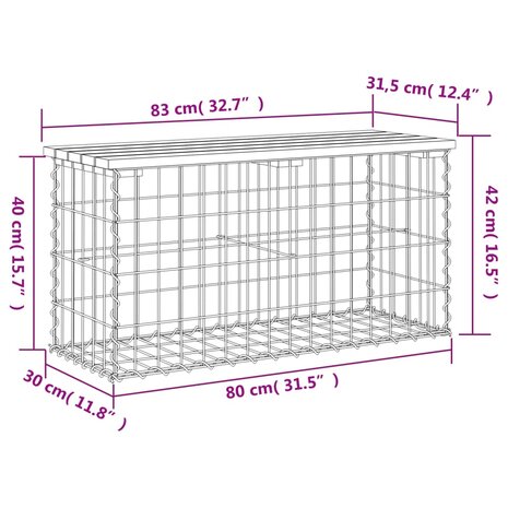 Tuinbank schanskorfontwerp 83x31,5x42 cm massief grenenhout 8